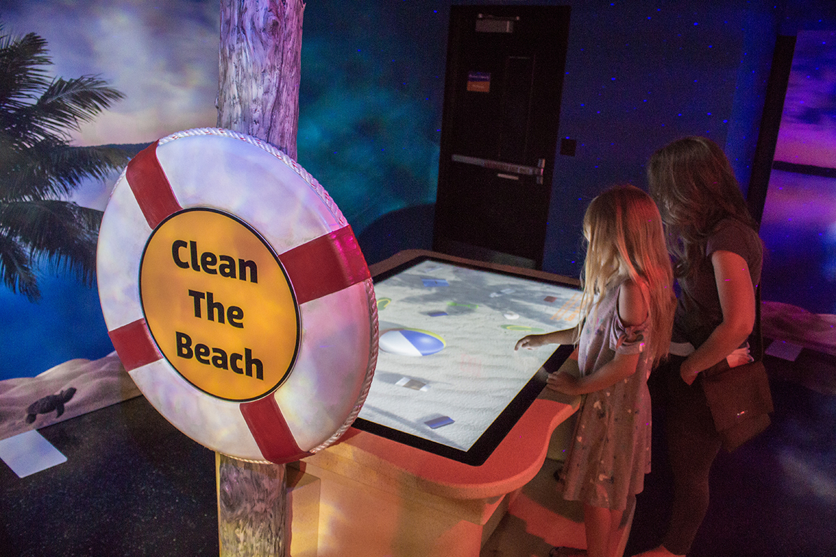 Clean the Beach exhibit interactive